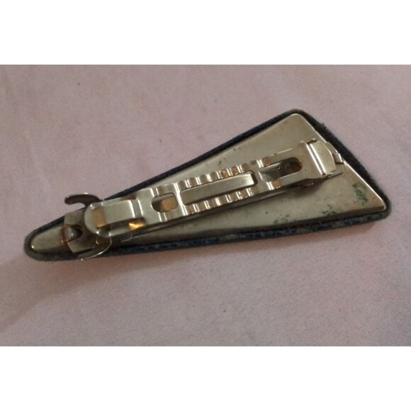 Vintage Blue Textured Metal Hair Clip Barrette Triangle - Picture 2 of 3